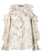Alexander Mcqueen Floral Ruffle Shirt - Neutrals