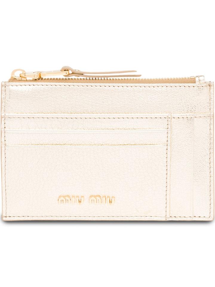 Miu Miu Top Zip Card Holder - Metallic