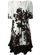 Antonio Marras Floral Print Pleats Dress, Women's, Size: 44, White, Cotton/spandex/elastane/viscose