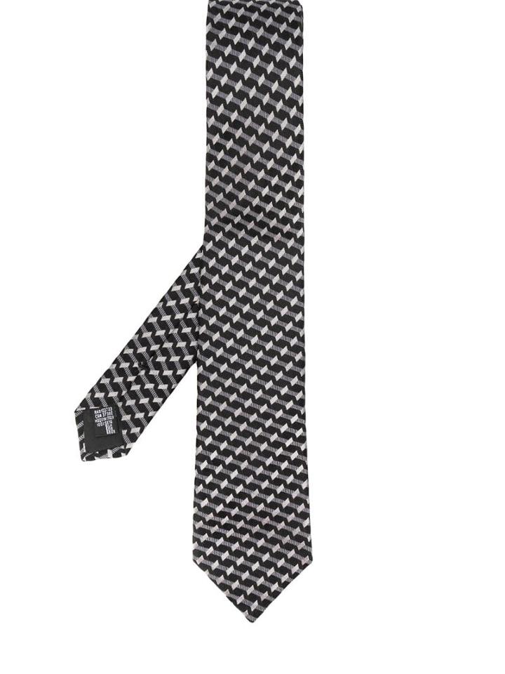 Emporio Armani Geometric Pattern Tie - Black