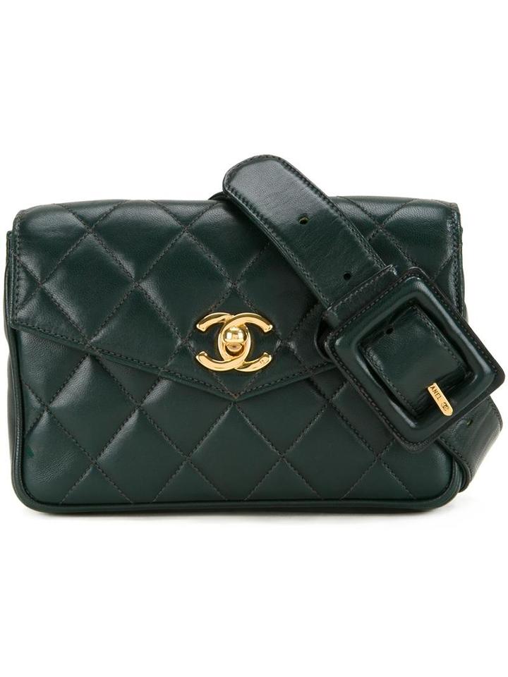 Chanel Vintage Quilted Belt Bag, Women's, Green