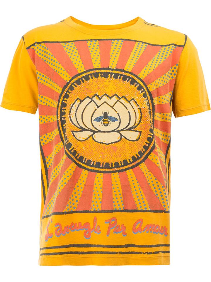 Gucci Graphic Print T-shirt, Men's, Size: Xl, Yellow/orange, Cotton