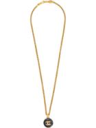 Chanel Vintage Cc Round Stone Necklace - Gold