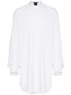 Ann Demeulemeester Gathered Front Long Sleeve Cotton Shirt - White