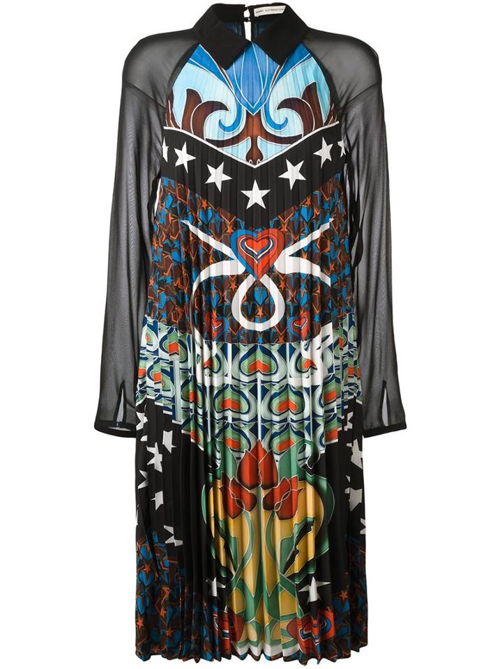 Mary Katrantzou 'fortune' Heart Nouveaux Pleated Dress, Women's, Size: 10, Black, Silk