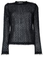 Carven Semi Sheer Open Knit Jumper, Women's, Size: 40, Black, Acrylic/polyester/wool