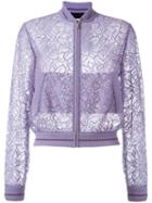 Elie Saab - Lace Bomber Jacket - Women - Cotton/nylon/polyamide/viscose - 38, Women's, Pink/purple, Cotton/nylon/polyamide/viscose