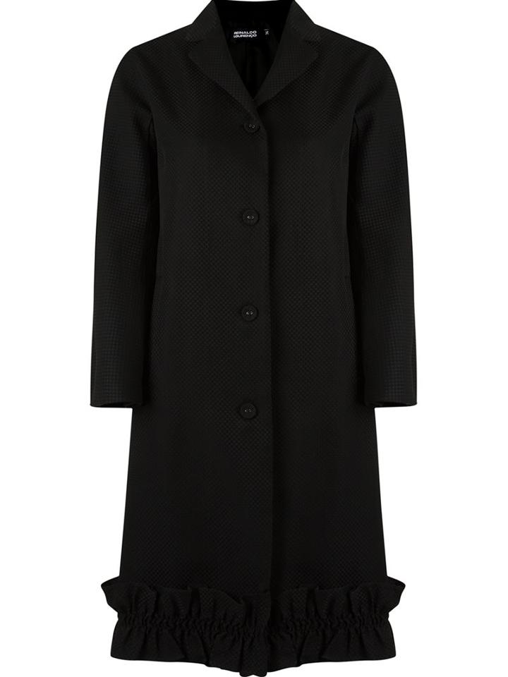 Reinaldo Lourenço Ruffle Detail Trench Coat, Women's, Size: 42, Black, Acetate/cotton