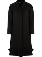 Reinaldo Lourenço Ruffle Detail Trench Coat, Women's, Size: 42, Black, Acetate/cotton