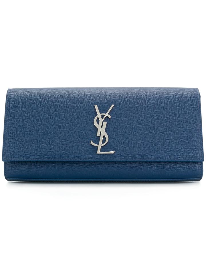 Saint Laurent Monogram Kate Clutch Bag - Blue