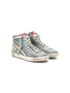 Golden Goose Deluxe Brand Kids Slide Hi-top Sneakers, Girl's, Size: 32, Blue