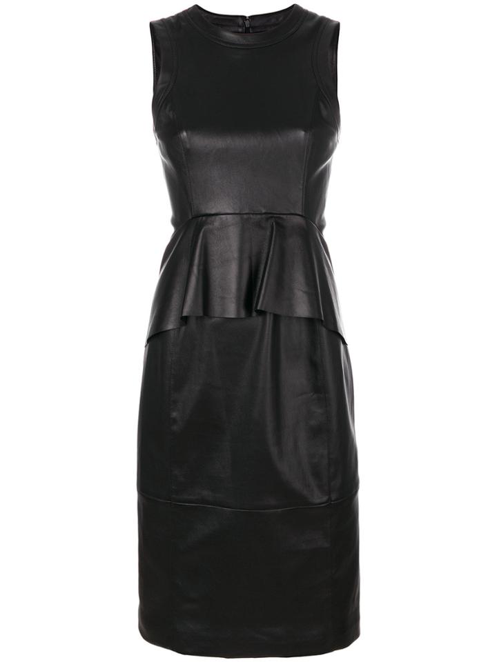 Neil Barrett Peplum Waisted Leather Dress - Black