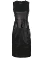 Neil Barrett Peplum Waisted Leather Dress - Black
