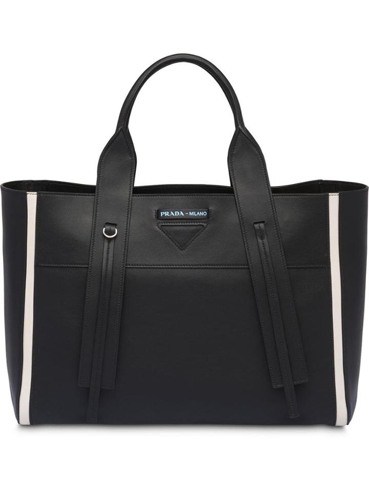 Prada Ouverture Large Leather Bag - Black