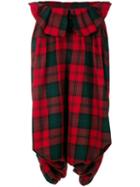 Comme Des Garçons Pre-owned Tartan Drop-crotch Trousers - Red