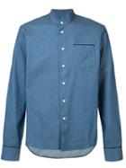 F.s.z - Mandarin Collar Shirt - Men - Silk/cotton - S, Blue, Silk/cotton