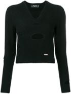 Dsquared2 Ripped Appliqué V-neck Sweater - Black