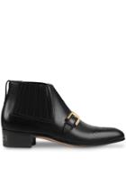 Gucci Women's Leather Ankle Boot With G Brogue - Black