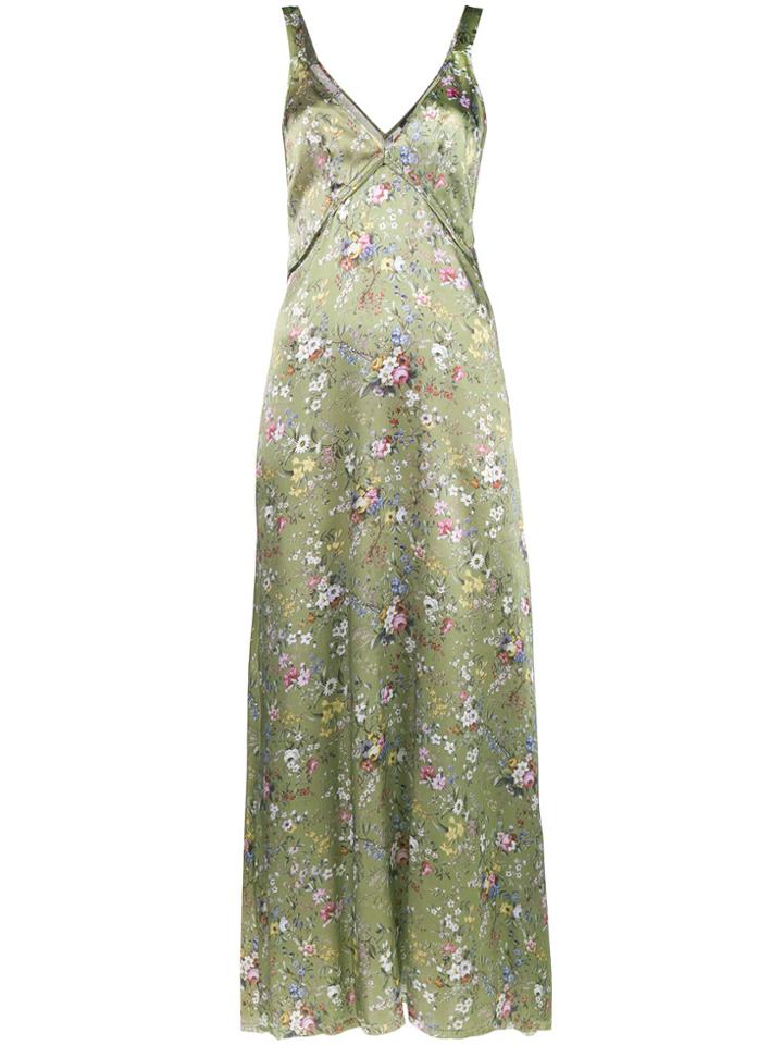 R13 Floral Print Slip Dress - Green