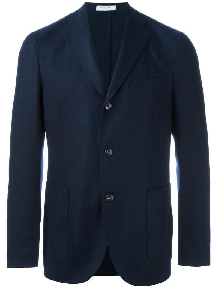 Boglioli Three Button Blazer, Men's, Size: 50, Blue, Wool/cashmere/acetate/cupro