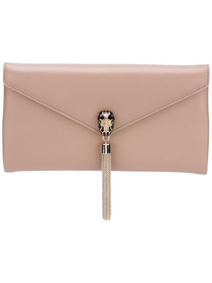 Bulgari Serpenti Rose Clutch, Women's, Pink/purple, Leather