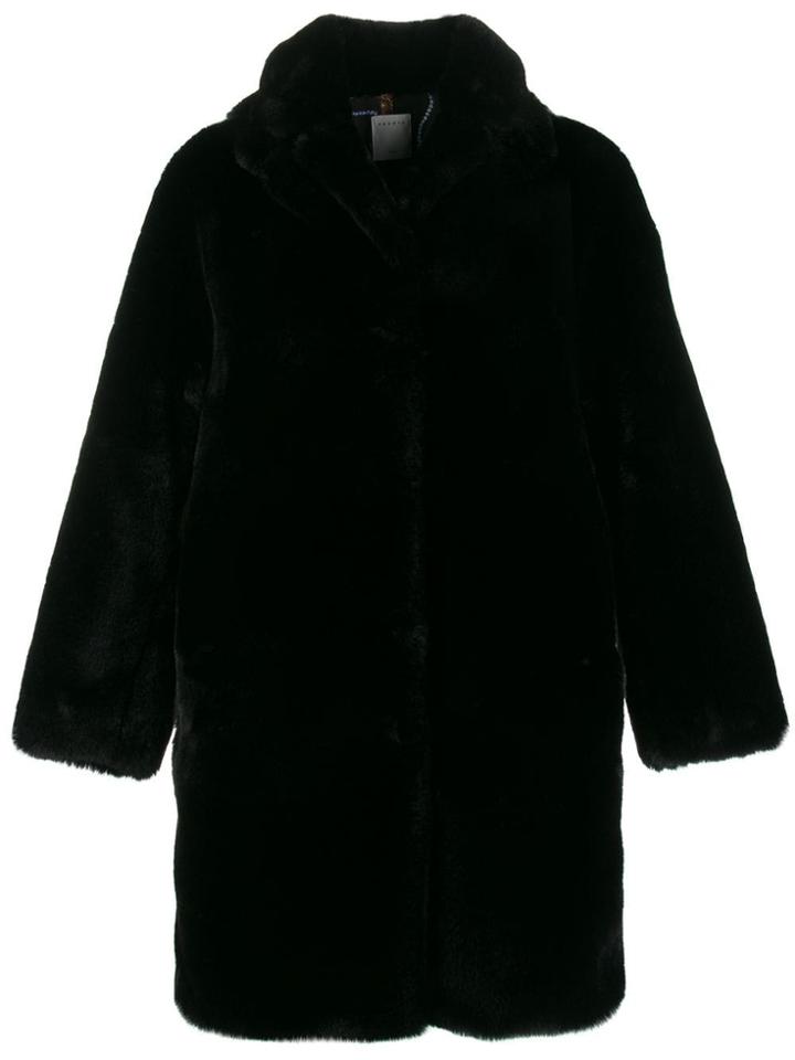 Sandro Paris Faux-fur Midi Coat - Black