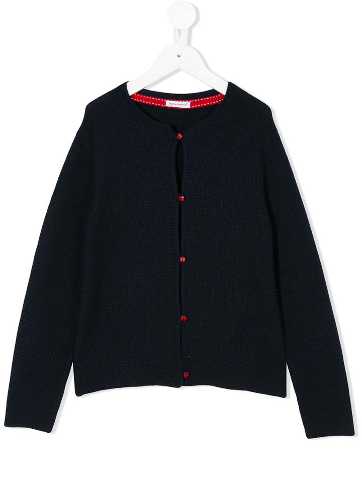 Dolce & Gabbana Kids - Contrast Cardigan - Kids - Silk/polyamide/viscose/wool - 6 Yrs, Blue