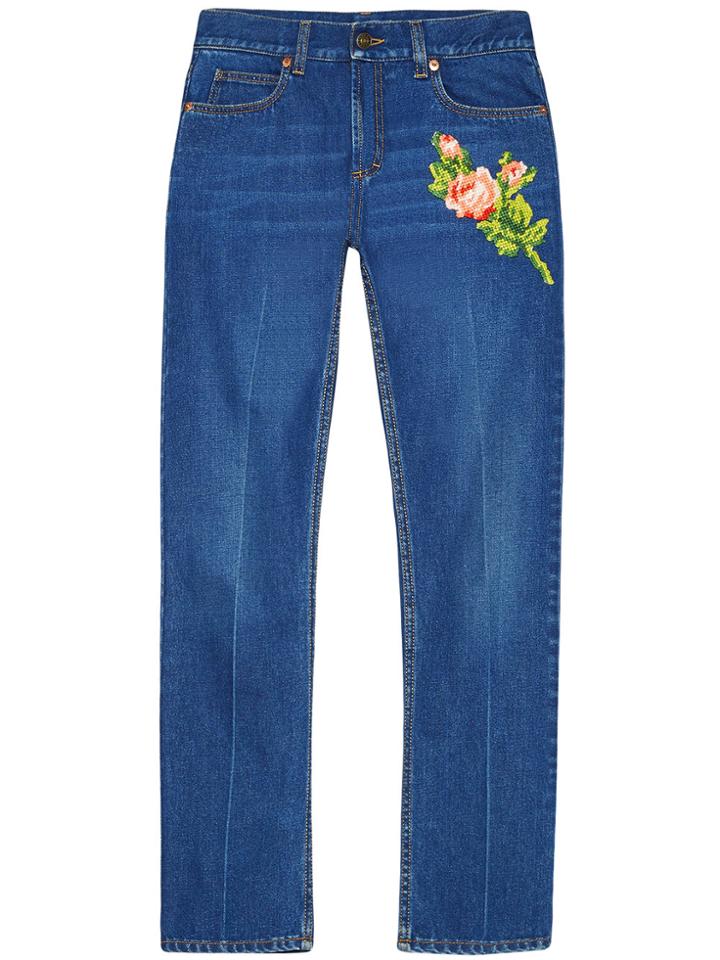 Gucci Embroidered Jeans - Blue