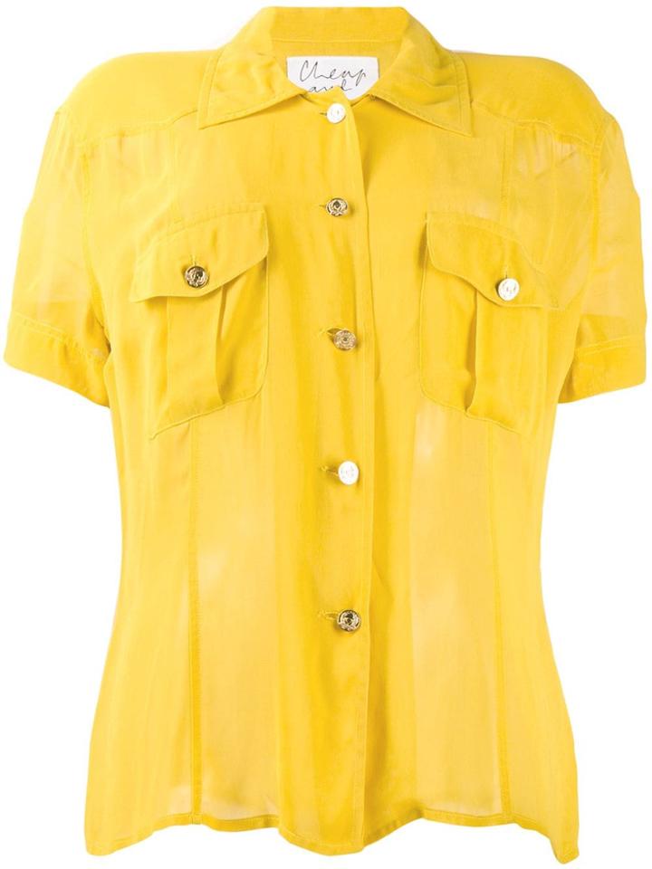 Moschino Vintage 1990's Shortsleeved Sheer Shirt - Yellow