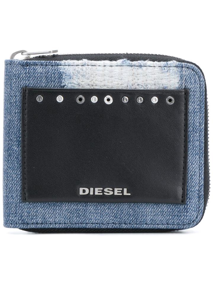 Diesel Front Logo Patched Wallet - Blue