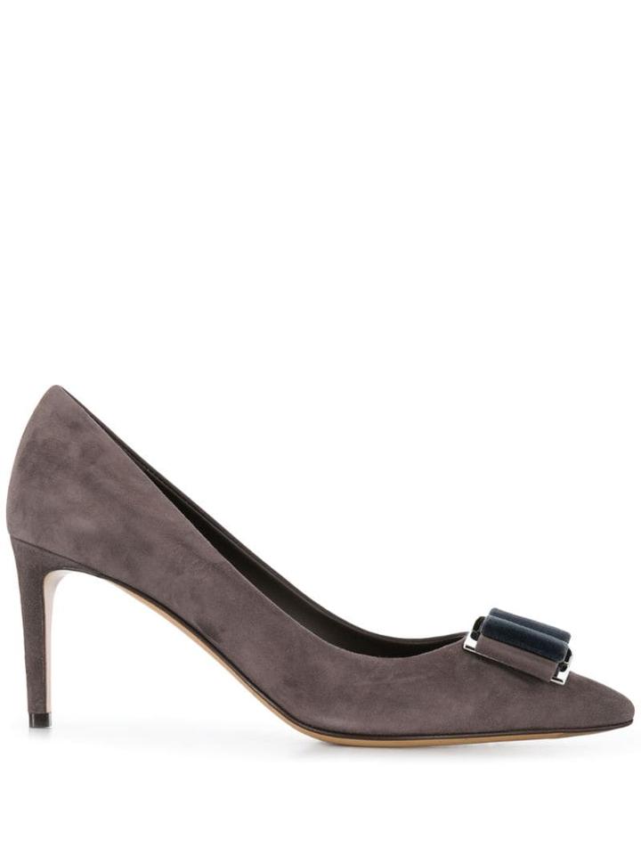 Salvatore Ferragamo Double Bow Pointed-toe Pumps - Grey