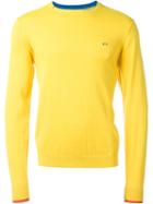 Sun 68 Cuff And Neck Trim Detail Giro Jumper, Men's, Size: M, Yellow/orange, Cotton