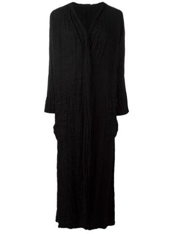 Atelier Suppan Textured Long Coat, Women's, Size: 2, Black, Linen/flax