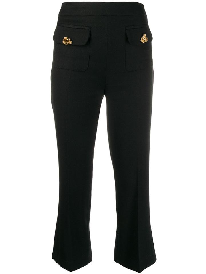 Elisabetta Franchi Cropped Crepe Trousers - Black
