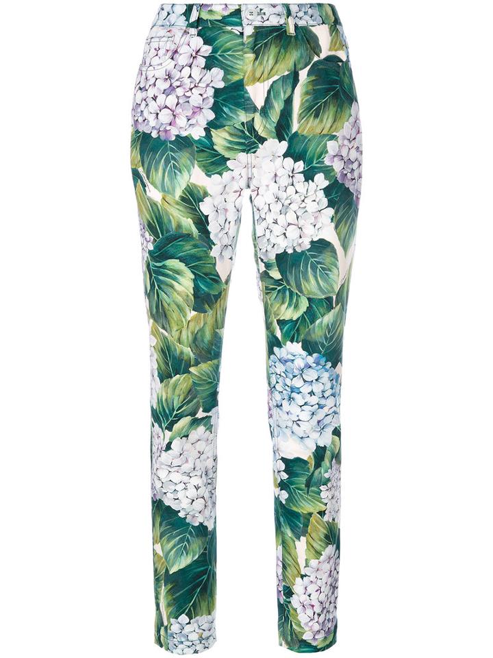 Dolce & Gabbana - Hydrangea Print Trousers - Women - Cotton/spandex/elastane - 42, Cotton/spandex/elastane