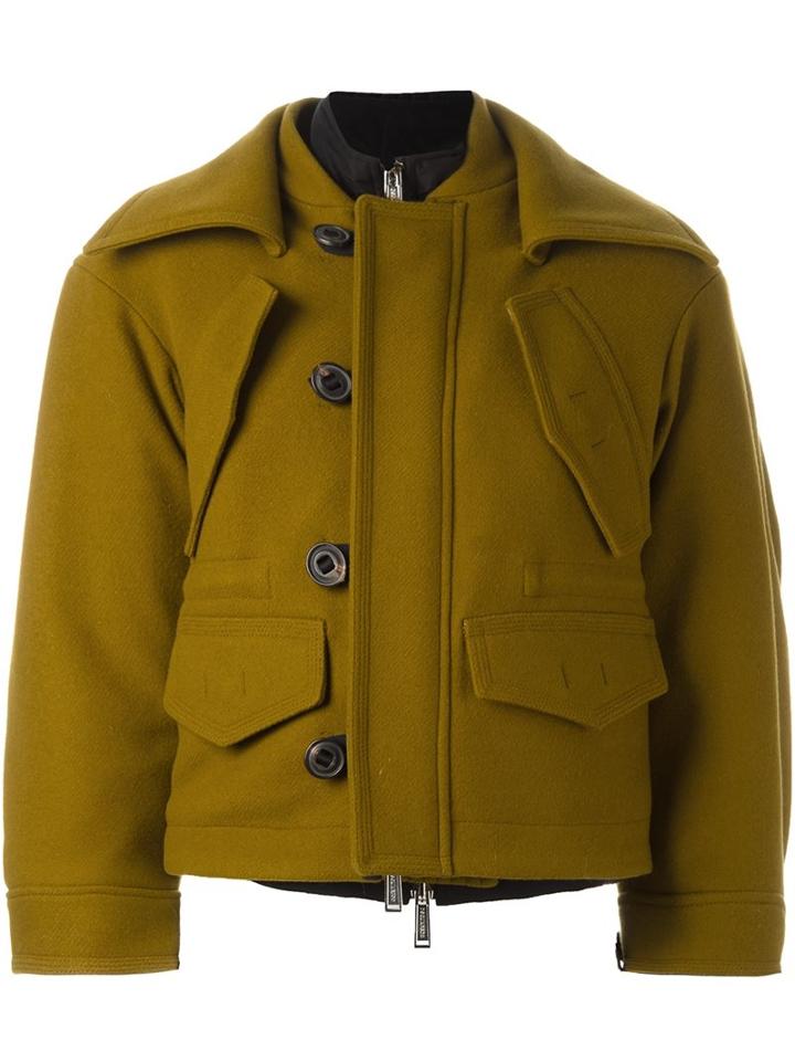 Dsquared2 - Draped Layer Pocket Coat - Women - Polyamide/polyester/virgin Wool - 40, Green, Polyamide/polyester/virgin Wool