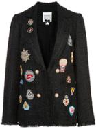 Edward Achour Paris Multi Patch Tweed Blazer - Black