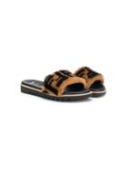 Fendi Kids Teen Printed Ff Logo Sandals - Black