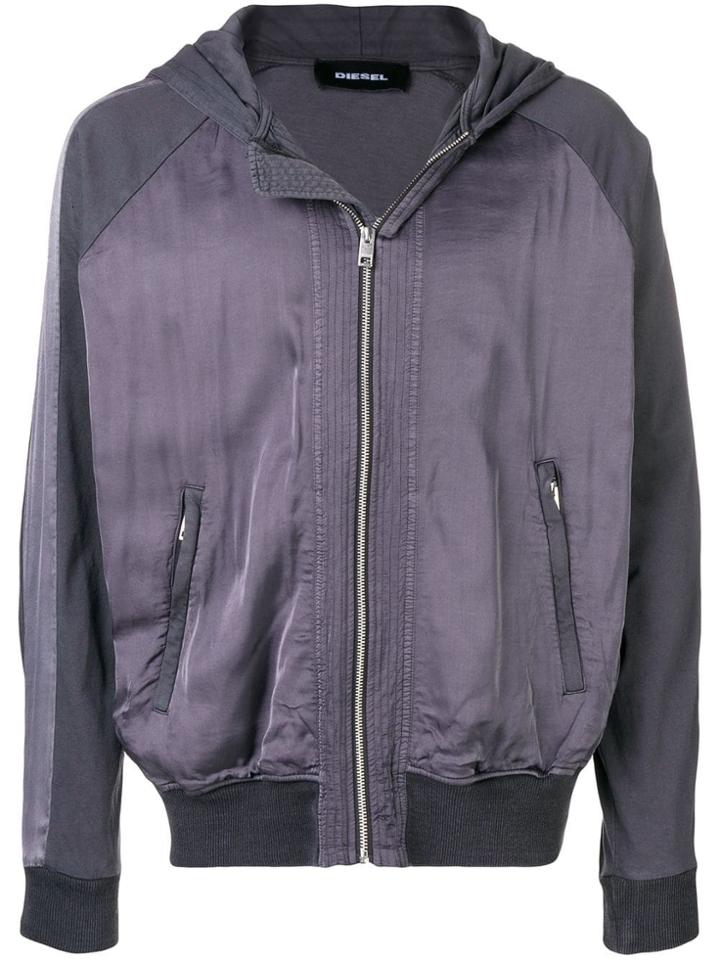 Diesel Contrast Zipped Hoodie - Grey