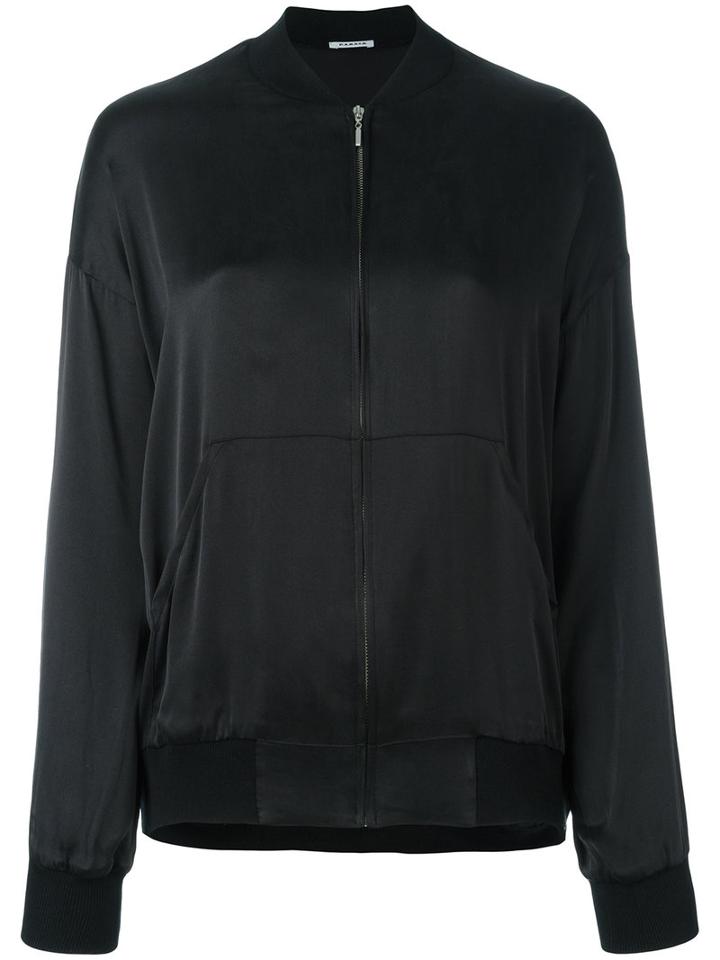 P.a.r.o.s.h. Zipped Bomber Jacket, Size: Large, Black, Silk/spandex/elastane