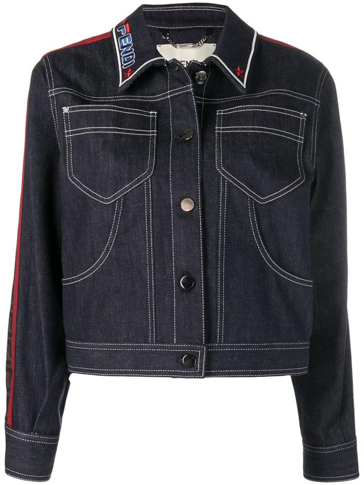 Fendi Logo Patch Denim Jacket - Blue