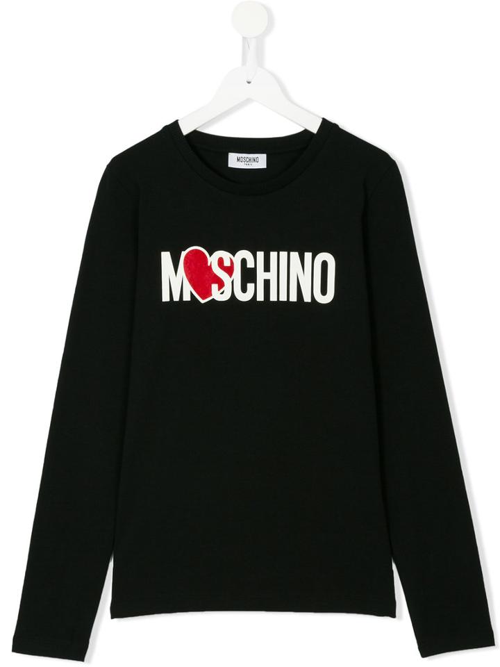 Moschino Kids - Heart Logo Top - Kids - Cotton/spandex/elastane - 14 Yrs, Black