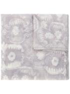 Floral Pattern Scarf - Women - Cashmere - One Size, Grey, Cashmere, Giorgio Armani