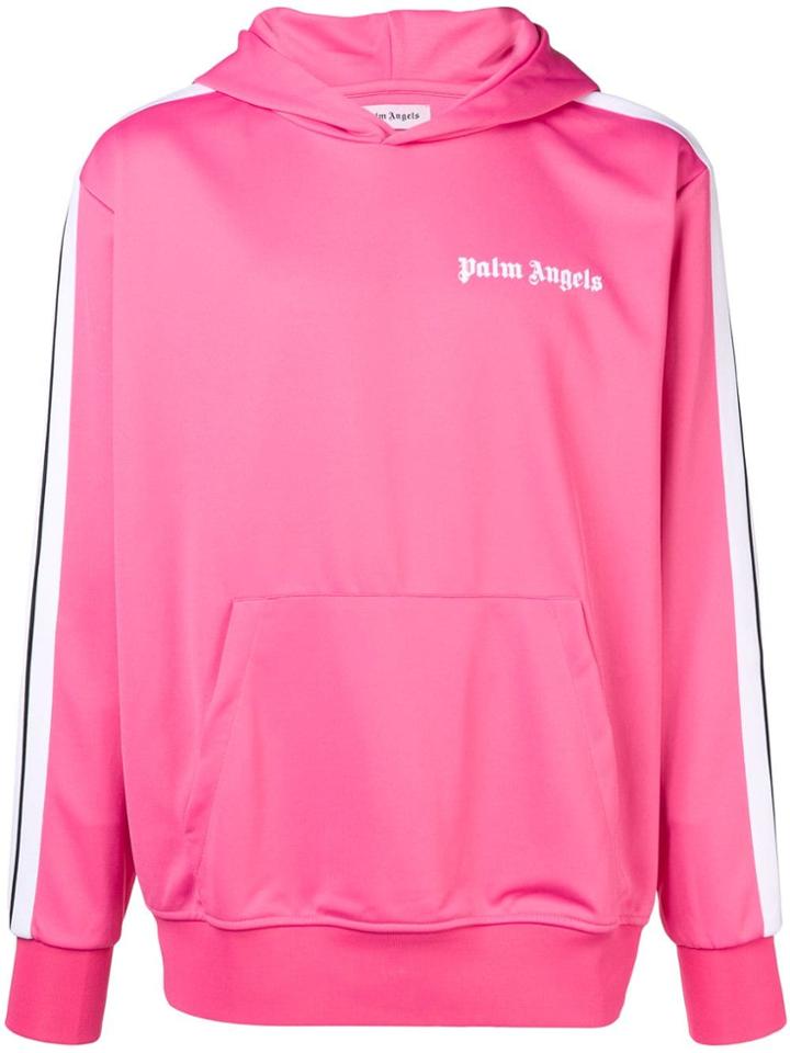 Palm Angels Side-striped Logo Hoodie - Pink & Purple