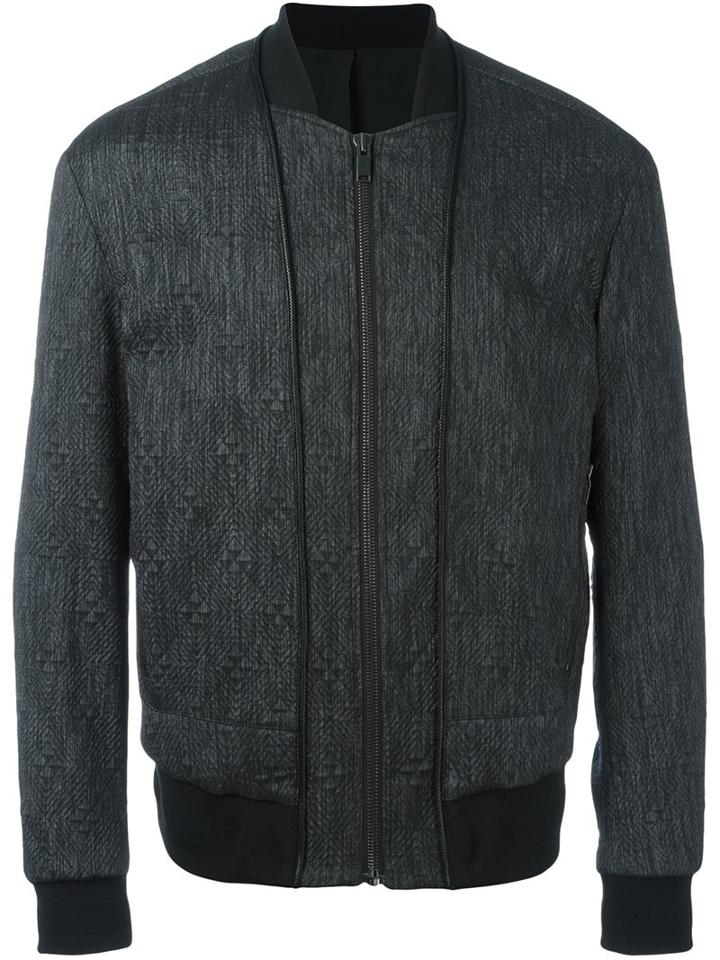 System Homme Quilted Bomber Jacket, Men's, Size: Medium, Black, Nylon/polyester/polyurethane/rayon