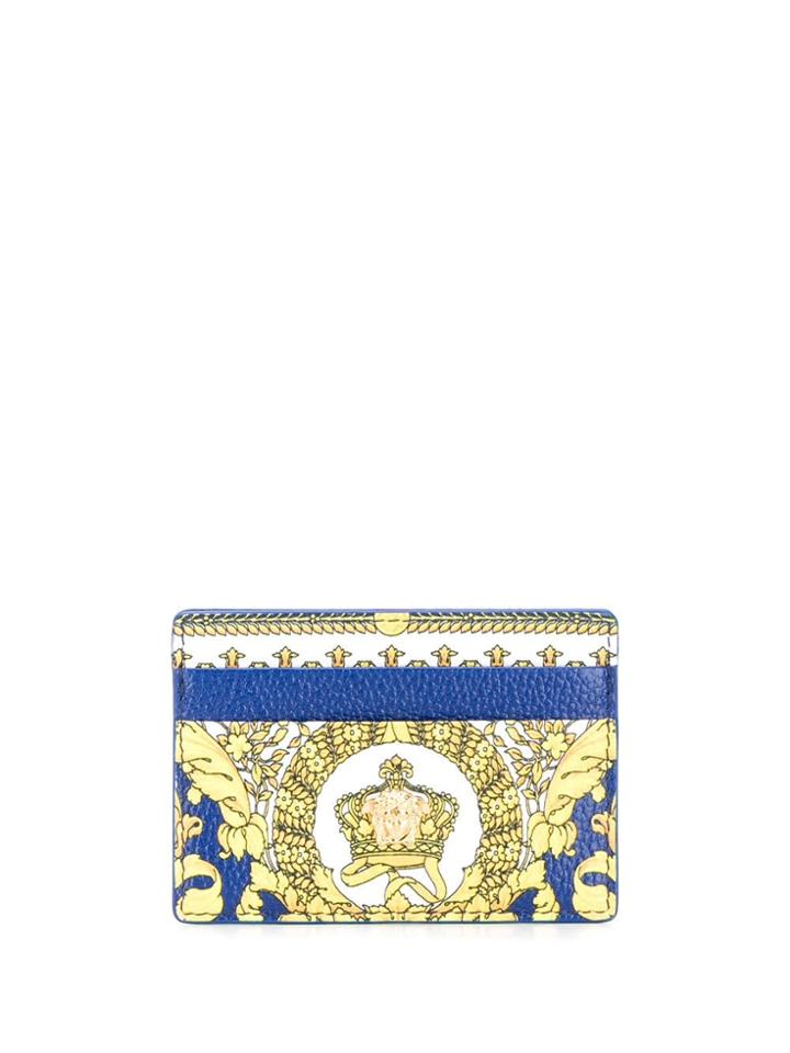 Versace Gold Barocco Print Card Case - Blue