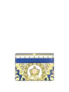 Versace Gold Barocco Print Card Case - Blue