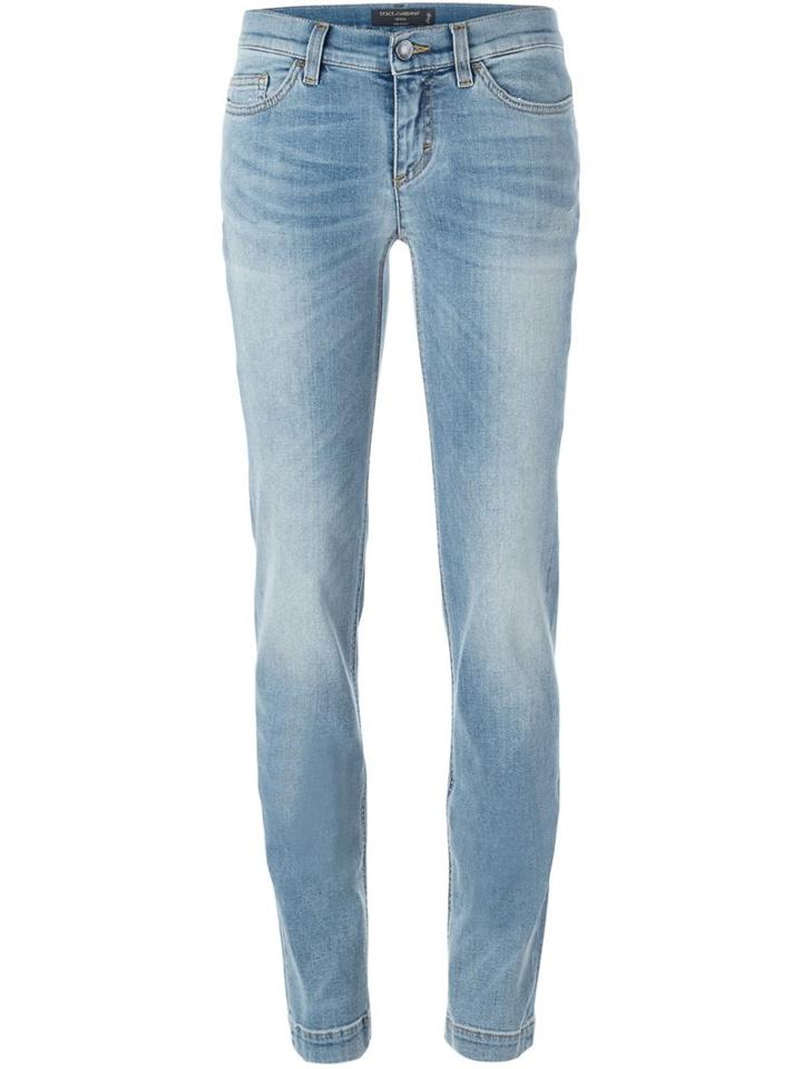 Dolce & Gabbana Straight Leg Jeans, Women's, Size: 42, Blue, Cotton/spandex/elastane