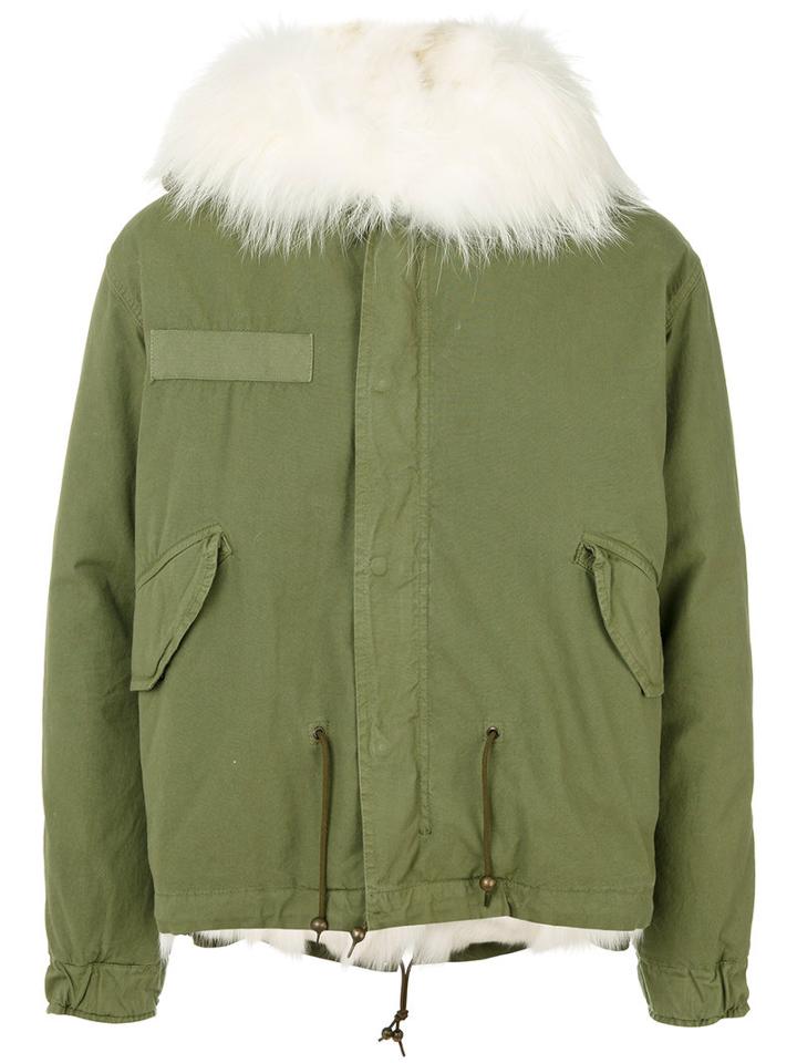 Mr & Mrs Italy - Contrast Parka Jacket - Men - Cotton/leather/polyamide/feather - Xxs, Green, Cotton/leather/polyamide/feather