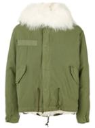 Mr & Mrs Italy - Contrast Parka Jacket - Men - Cotton/leather/polyamide/feather - Xxs, Green, Cotton/leather/polyamide/feather